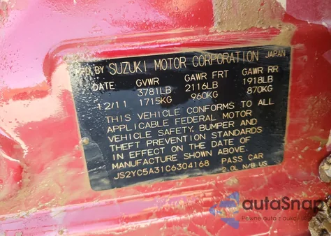 2012 Suzuki Sx4 Le из США, поврежденный, VIN JS2YC5A31C6304168